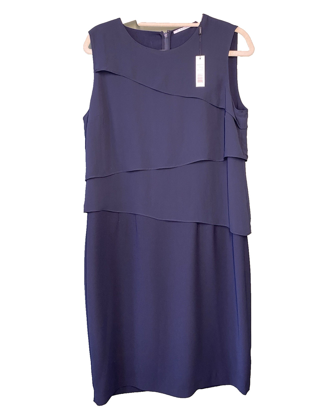 Tahari Zayna Dress Womens Size 14 NEW Navy Blue Tiered Sleeveless Cocktail Party